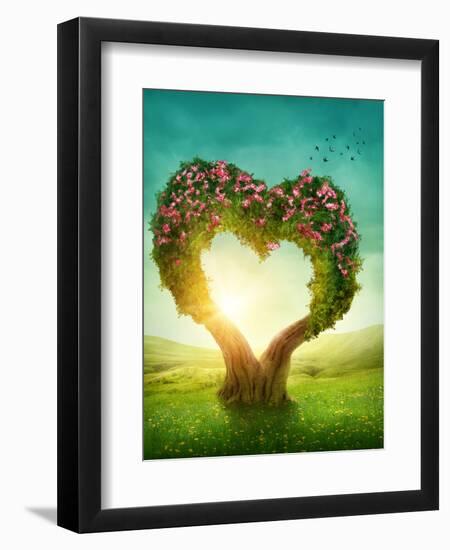 Heart Shaped Tree in the Meadow-egal-Framed Photographic Print