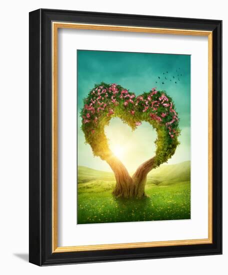 Heart Shaped Tree in the Meadow-egal-Framed Photographic Print