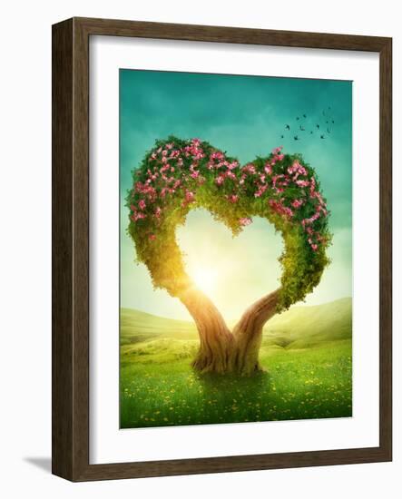 Heart Shaped Tree in the Meadow-egal-Framed Photographic Print