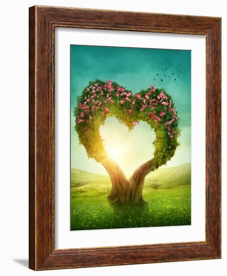 Heart Shaped Tree in the Meadow-egal-Framed Photographic Print