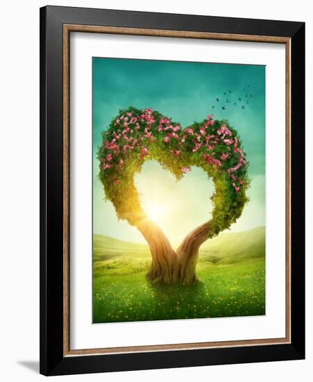 Heart Shaped Tree in the Meadow-egal-Framed Photographic Print