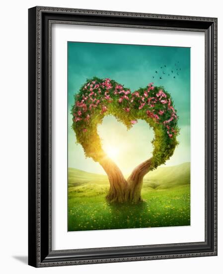 Heart Shaped Tree in the Meadow-egal-Framed Photographic Print