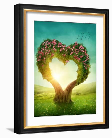 Heart Shaped Tree in the Meadow-egal-Framed Photographic Print