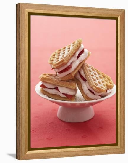 Heart-Shaped Waffles Filled with Strawberry Cream-Marc O^ Finley-Framed Premier Image Canvas