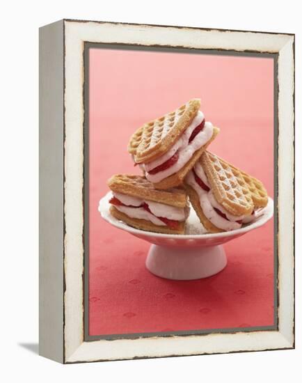 Heart-Shaped Waffles Filled with Strawberry Cream-Marc O^ Finley-Framed Premier Image Canvas