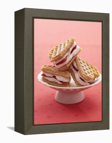 Heart-Shaped Waffles Filled with Strawberry Cream-Marc O^ Finley-Framed Premier Image Canvas