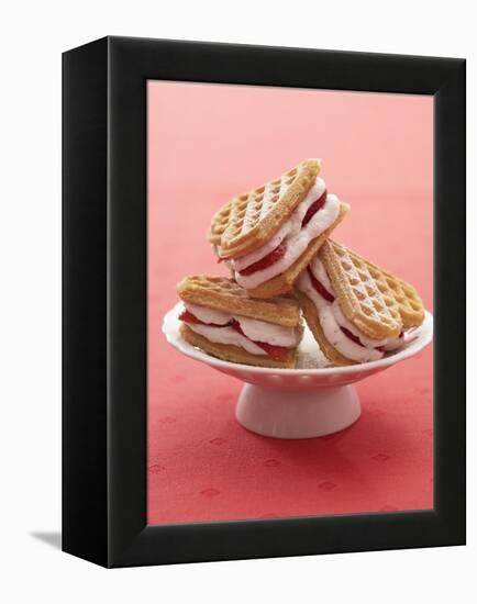 Heart-Shaped Waffles Filled with Strawberry Cream-Marc O^ Finley-Framed Premier Image Canvas