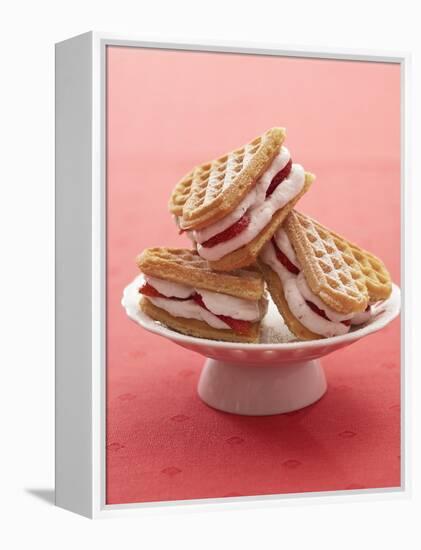 Heart-Shaped Waffles Filled with Strawberry Cream-Marc O^ Finley-Framed Premier Image Canvas