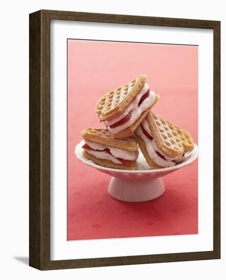 Heart-Shaped Waffles Filled with Strawberry Cream-Marc O^ Finley-Framed Photographic Print