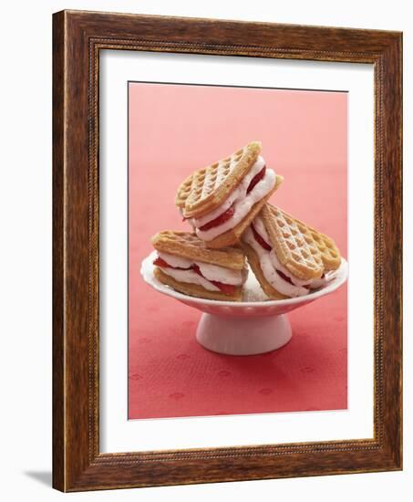 Heart-Shaped Waffles Filled with Strawberry Cream-Marc O^ Finley-Framed Photographic Print