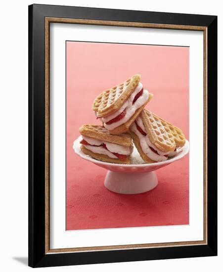 Heart-Shaped Waffles Filled with Strawberry Cream-Marc O^ Finley-Framed Photographic Print