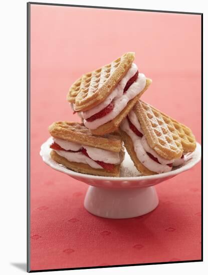 Heart-Shaped Waffles Filled with Strawberry Cream-Marc O^ Finley-Mounted Photographic Print