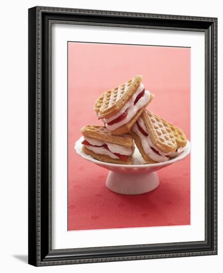 Heart-Shaped Waffles Filled with Strawberry Cream-Marc O^ Finley-Framed Photographic Print