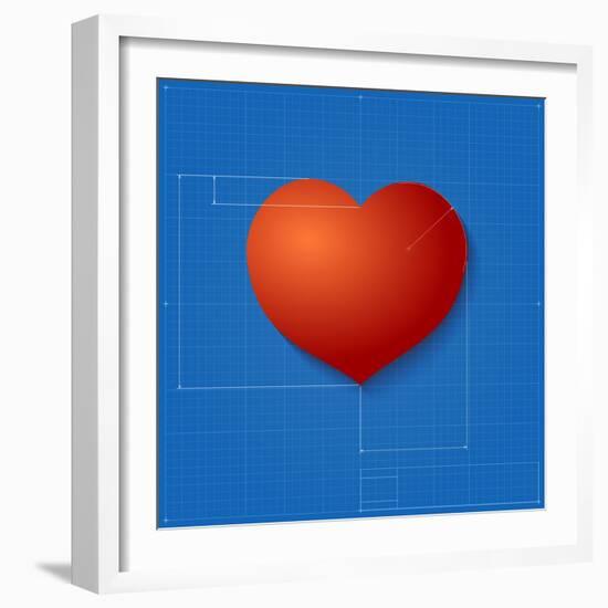 Heart Symbol Like Blueprint Drawing-eriksvoboda-Framed Art Print