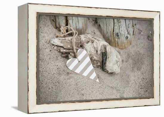 Heart, Tag, Wood, Beach, Symbol, Love-Andrea Haase-Framed Premier Image Canvas