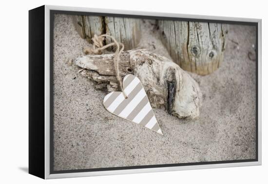 Heart, Tag, Wood, Beach, Symbol, Love-Andrea Haase-Framed Premier Image Canvas