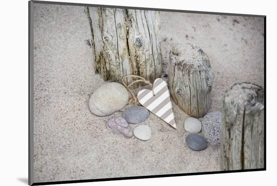 Heart, Tag, Wooden Pole, Stones, Beach, Symbol, Love-Andrea Haase-Mounted Photographic Print