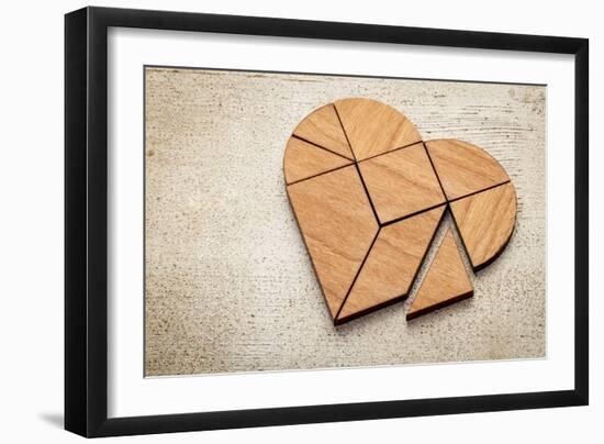 Heart Version of Tangram, a Traditional Chinese Puzzle Game Made of Different Wood Parts to Build A-PixelsAway-Framed Art Print