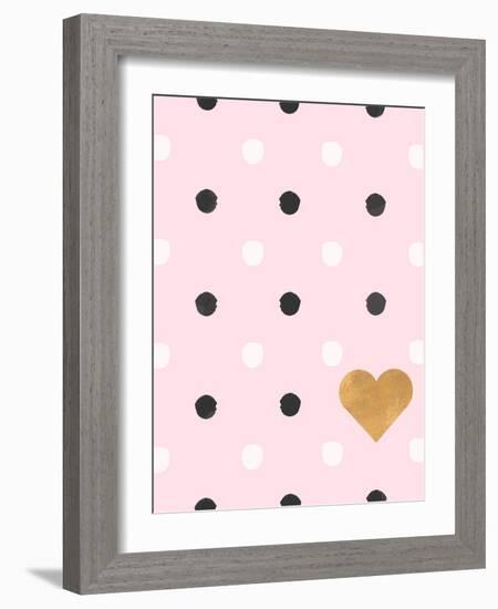 Heart White and Black Dots on Pink-Sd Graphics Studio-Framed Art Print