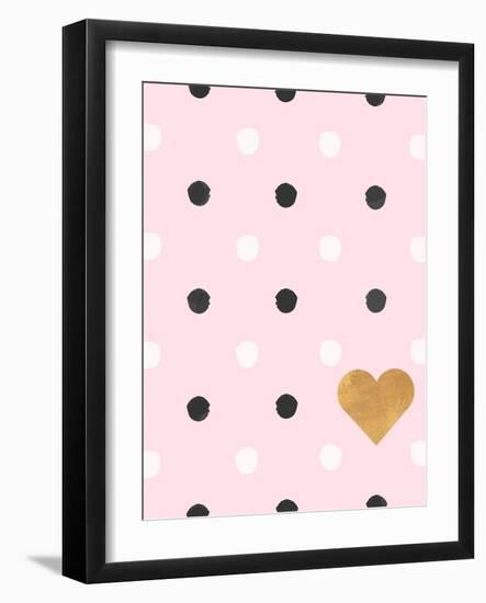 Heart White and Black Dots on Pink-Sd Graphics Studio-Framed Art Print