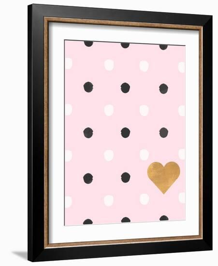 Heart White and Black Dots on Pink-Sd Graphics Studio-Framed Art Print