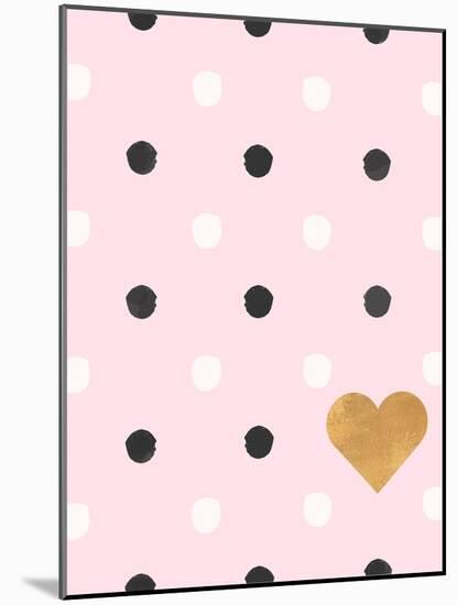 Heart White and Black Dots on Pink-Sd Graphics Studio-Mounted Art Print