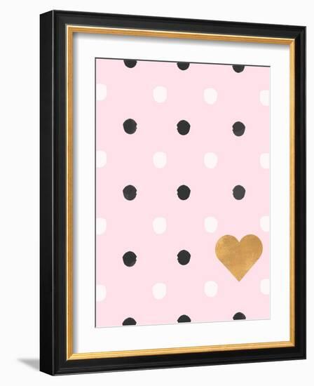 Heart White and Black Dots on Pink-Sd Graphics Studio-Framed Art Print