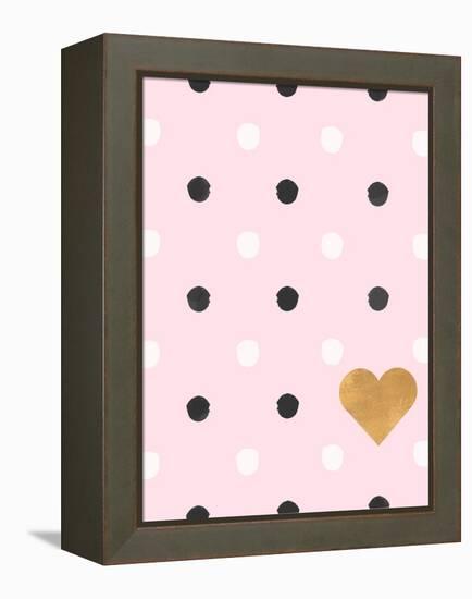 Heart White and Black Dots on Pink-Sd Graphics Studio-Framed Stretched Canvas