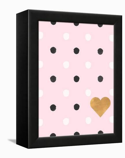Heart White and Black Dots on Pink-Sd Graphics Studio-Framed Stretched Canvas