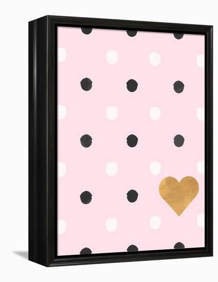 Heart White and Black Dots on Pink-Sd Graphics Studio-Framed Stretched Canvas