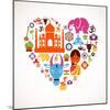 Heart With India Icons-Marish-Mounted Art Print