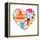 Heart With India Icons-Marish-Framed Stretched Canvas