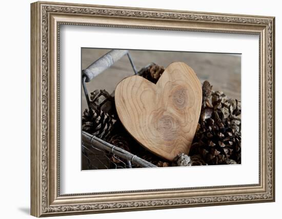 Heart, Wood, Cone, Decoration, Still Life-Andrea Haase-Framed Photographic Print