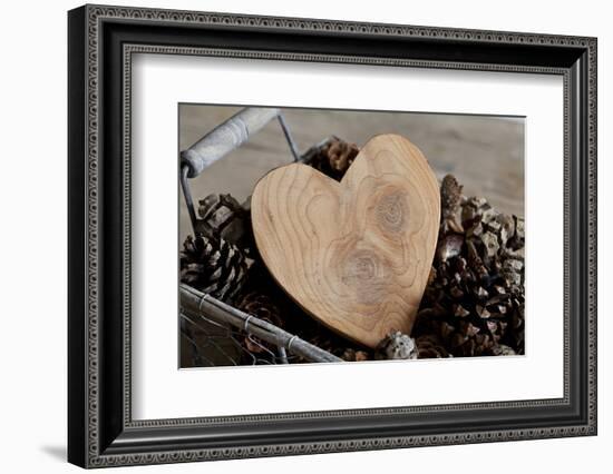 Heart, Wood, Cone, Decoration, Still Life-Andrea Haase-Framed Photographic Print