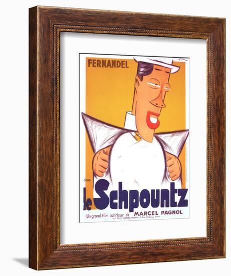 HEARTBEAT, (aka LE SCHPOUNTZ), French poster, Fernandel, 1938-null-Framed Premium Giclee Print