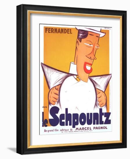 HEARTBEAT, (aka LE SCHPOUNTZ), French poster, Fernandel, 1938-null-Framed Art Print