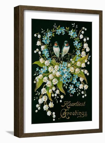 Heartiest Greetings, Vintage Bouquet-null-Framed Art Print