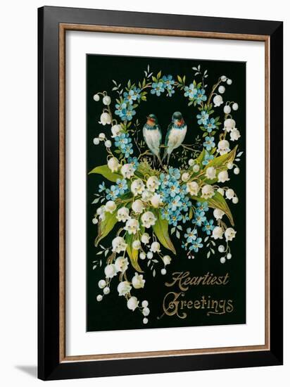 Heartiest Greetings, Vintage Bouquet-null-Framed Art Print