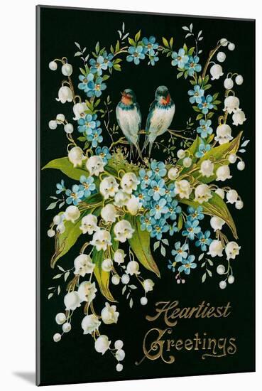 Heartiest Greetings, Vintage Bouquet-null-Mounted Art Print