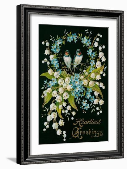 Heartiest Greetings, Vintage Bouquet-null-Framed Art Print