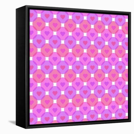 Hearts Bubbles Pattern on White Background-amovita-Framed Stretched Canvas