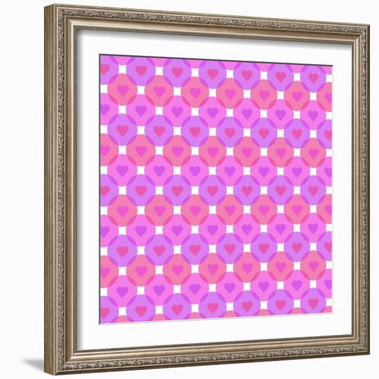 Hearts Bubbles Pattern on White Background-amovita-Framed Art Print