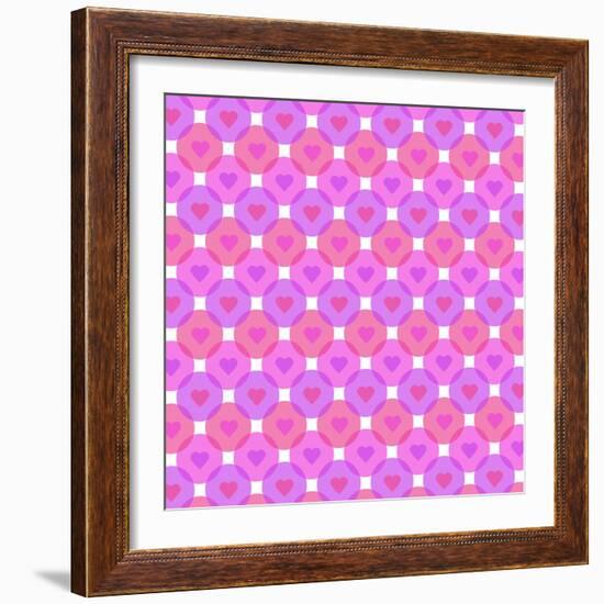 Hearts Bubbles Pattern on White Background-amovita-Framed Art Print