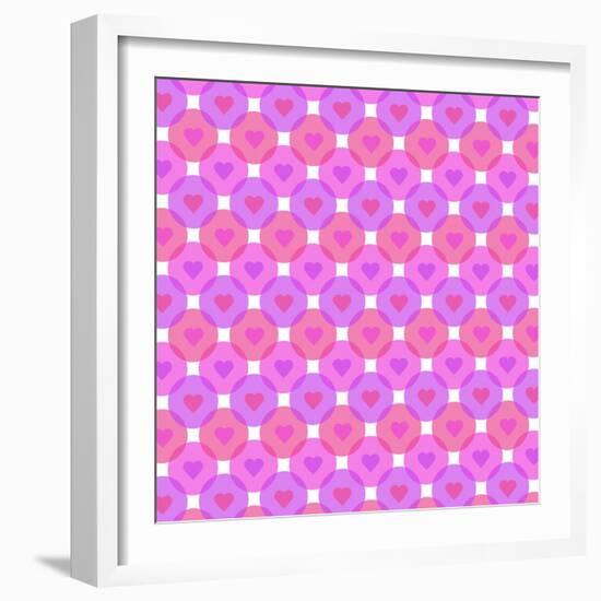 Hearts Bubbles Pattern on White Background-amovita-Framed Art Print