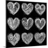 Hearts Chalkboard, Love Background and Texture-homobibens-Mounted Art Print