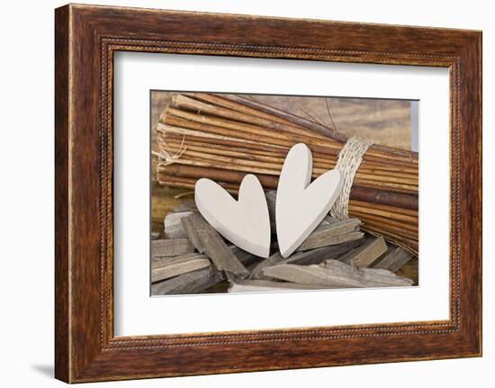 Hearts, Wood, Deko, Stilllife-Andrea Haase-Framed Photographic Print