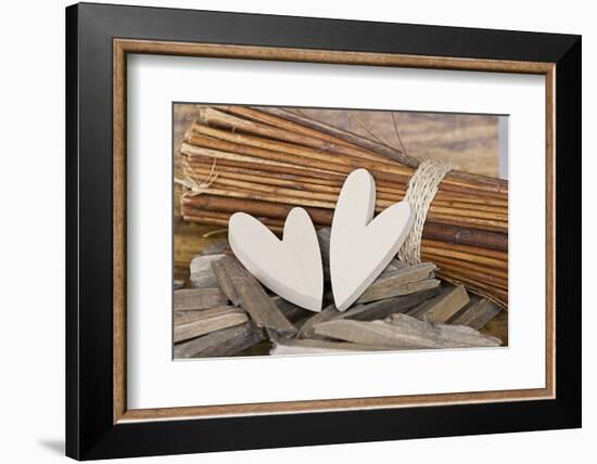 Hearts, Wood, Deko, Stilllife-Andrea Haase-Framed Photographic Print