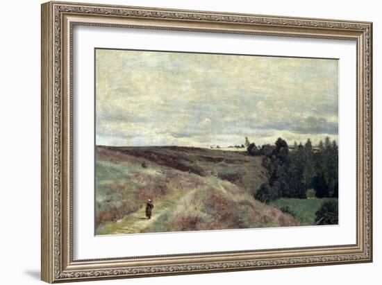 Heather Covered Hills Near Vimoutier, 1860S-Jean-Baptiste-Camille Corot-Framed Giclee Print
