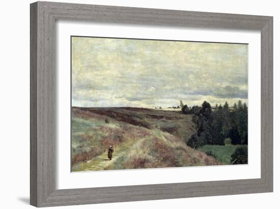 Heather Covered Hills Near Vimoutier, 1860S-Jean-Baptiste-Camille Corot-Framed Giclee Print