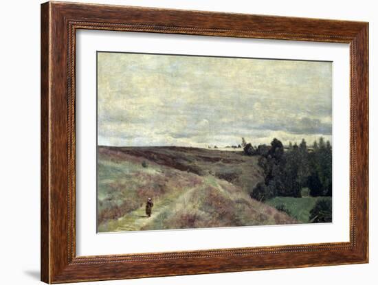 Heather Covered Hills Near Vimoutier, 1860S-Jean-Baptiste-Camille Corot-Framed Giclee Print